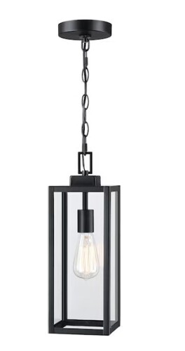 Hukoro 1 -Light Matte Black Modern/contemporary Clear glass Geometric Small Outdoor Hanging Pendant Light New In Box $199