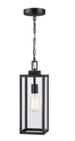 Hukoro 1 -Light Matte Black Modern/contemporary Clear glass Geometric Small Outdoor Hanging Pendant Light New In Box $199