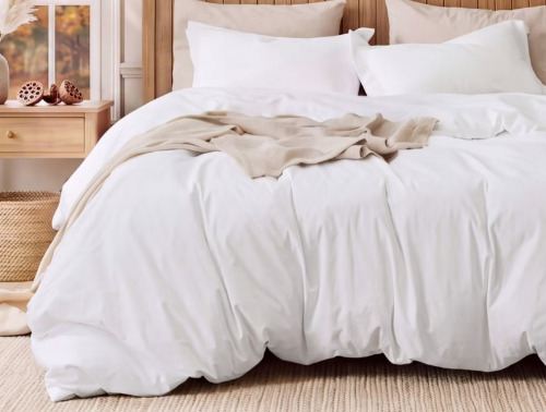 Bedsure 3-Piece 100% Washed Cotton Duvet Cover Set Queen, Minimalist Bedding Set Linen Like, PureWoven Plain Simple & Soft Comforter Cover for All Seasons New In Box $199