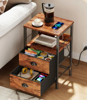 Ebern Designs Nightstand with 2 Drawers & Outlets, Bedside Table with 2 USB Ports New In Box $299