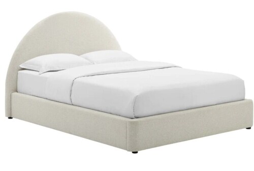 Modway - Resort Upholstered Fabric Arched Round Full Platform Bed by Modway Bedroom Beds White Headboard Sold Separately New In Box $499