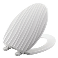 Mayfair by Bemis Rainfall Sculptured Toilet Seat, Slow Close, Never Loosens, ELONGATED, Durable Wood, White New In Box $99