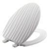 Mayfair by Bemis Rainfall Sculptured Toilet Seat, Slow Close, Never Loosens, ELONGATED, Durable Wood, White New In Box $99