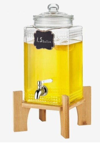 VEVOR Beverage Dispenser, 1.5 Gallon Drink Dispensers for Parties, 2PC,Glass Juice Dispenser with Stand, Stainless Steel Spigot New In Box $89