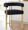 Everly Quinn 25" Upholstered Gold Chenille Arm Counter Stool New In Box $399