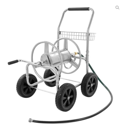 VEVOR Hose Reel Cart, Hold Up to 250 ft of 5/8&rsquo;&rsquo; Hose, Garden Water Hose Carts Mobile Tools with 4 Wheels, Heavy Duty Powder-coated Steel Outdoor Planting with Storage Basket, for Garden, Yard, Lawn New In Box $199