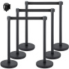 VEVOR Crowd Control Stanchion Set, Stanchion Set with 6.6 ft/2 m Black Retractable Belt, Black Crowd Control Barrier w/Concrete and Solid Metal Base - Easy Connect Assembly New In Box $299