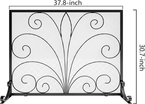 Fire Beauty Wrought Iron Single Panel Fireplace Screen Spark Guard for Home Stable Dual Feet Structure, Fine Woven Mesh Blocks Sparks, Suitable for Families With Kids And Pets New In Box $199