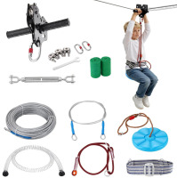 VEVOR Zipline Kit for Kids and Adult, 80 ft Zip Line Kits Up to 500 lb, Backyard Outdoor Quick Setup Zipline, Playground Entertainment with Stainless Steel Zipline, Spring Brake, Safety Harness, Seat New In Box $199