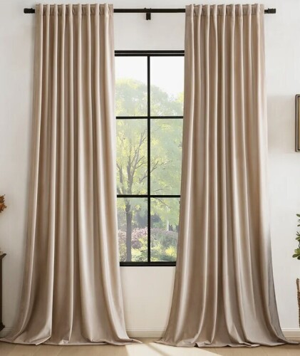 Mercer41 Velvet 70%-80% Room Darkening Luxury curtains for Bedroom Living Room Window Blackout Thermal insulation Drapes, Set of 2, 52" W x 120" L New $89