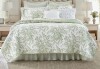 Laura Ashley King Size 3-Piece Bedford Pink Floral Cotton Reversible Quilt Set $299