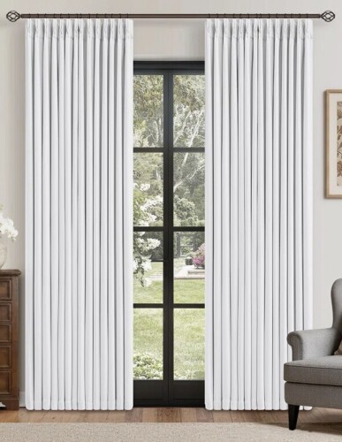 Latitude Run&reg; 100% Blackout Thermal Memory Trained Pinch Pleated Farmhouse linen curtain 2 panels, 40" x 84" New In Box $99