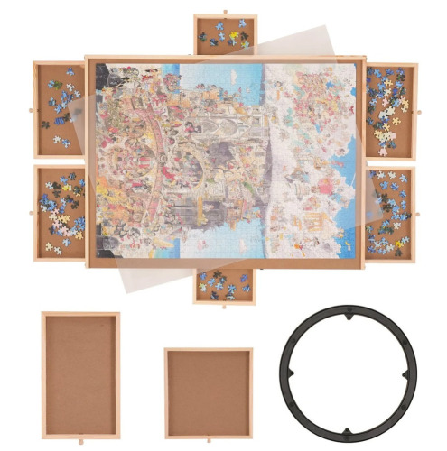 VEVOR 1500 Piece Puzzle Board with 6 Drawers and Cover, 32.7"x24.6" Rotating Wooden Jigsaw Puzzle Plateau, Portable Puzzle Accessories for Adult, Puzzle Organizer & Puzzle Storage System, Gift for Mom New in Box $99