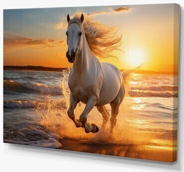 Union Rustic Wild horse running on beach 1 - Coastal Beach Framed Prints 30" x 40" New $299