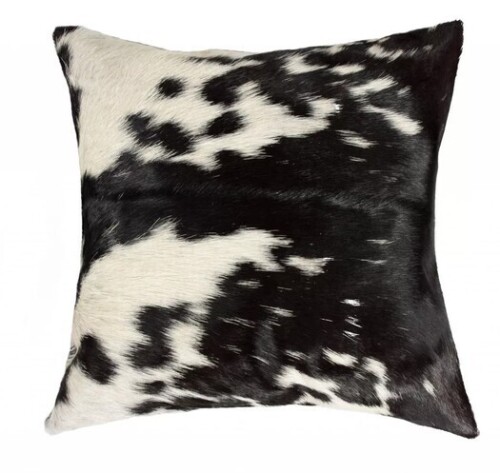 HomeRoots 16" Black and White Cowhide Throw Pillow / Natural Torino Cowhide S&P Black & White Cowhide 12 in. x 20 in. Throw Pillow / Assorted $99