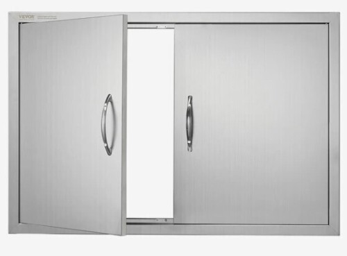 VEVOR BBQ Access Door, 36W x 24H Inch Double Outdoor Kitchen Door, Stainless Steel Flush Mount Door, Wall Vertical Door with Handles, for BBQ Island, Grilling Station, Outside Cabinet New in Box $199