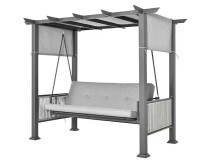 PamaPic 3-Person Gray Metal Patio Swing with Cushion New In Box Incomplete $599