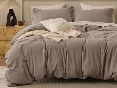 Bedsure 100% Washed Cotton Duvet Cover King Set - Minimalist Cotton Beding Set For All Season, 3-Piece Set $299