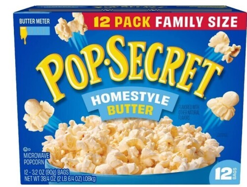 Pop Secret Microwave Popcorn Homestyle Butter Flavor - 3.2oz/12ct New Best by 8/2027