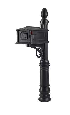 Gibraltar Mailboxes Stratford Decorative Plastic Post Mount Black Mailbox New Open Box $299