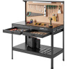 VEVOR Workbench A3 Steel Work Bench For Garage max. 1500W Heavy Duty Workbench 220lbs Weight Capacity 0.47" Bench top Thickness Hardwood Workbench 1.5m Cable 4xAC outlets 2xUSB ports 30xHooks $299
