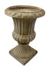 NFusion Aurelius Hand-Painted MGO Modern Neoclassical Fluted Pedestal Garden Urn / 14 in. W x 19 in. H Round Lightweight Concrete Urn, with Drainage Hole and Stopper, No Assembly Required New In Box Assorted $299