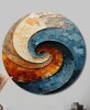 Design Art Blue and Orange Collaged Spiral - Abstract 36" Round Print on Metal Art, Round Wall art Print (No Texture) New In Box $299