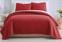 Southshore Fine Linens Vilano Oversized Quilt Set, Double-Brushed Microfiber Lightweight Quilted Bedding and 2 King Pillow Shams, King/California King, Chili Pepper Red $299