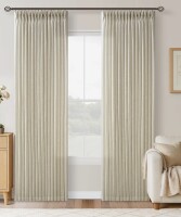 Latitude Run&reg; Thick Linen Fabric Memory Trained Pinch Pleated Solid Farmhouse Semi Sheer Curtain 2 Panels, 50" x 108" New $99