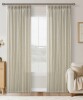 Latitude Run&reg; Thick Linen Fabric Memory Trained Pinch Pleated Solid Farmhouse Semi Sheer Curtain 2 Panels, 50" x 108" New $99