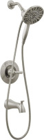 Delta Arvo 14 Series Brushed Nickel Bathtub Shower Faucet Set with In2ition 2-in-1 Dual Shower Head with Handheld Spray Combo, Valve Trim Kit, Spotshield Stainless 144840-SP-I (Valve Included) New In Box $299