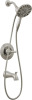 Delta Arvo 14 Series Brushed Nickel Bathtub Shower Faucet Set with In2ition 2-in-1 Dual Shower Head with Handheld Spray Combo, Valve Trim Kit, Spotshield Stainless 144840-SP-I (Valve Included) New In Box $299