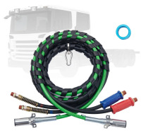 VEVOR 15FT Semi Truck Air Lines Kit, 3-in-1 Air Hoses & ABS Power Line for Semi Truck Trailer Tractor, 7-Way Plug Electrical Cord Cable and Rubber Air Lines Hose Assembly Kit with Hook & Teflon Tape New In Box $199