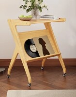George Oliver Bamboo Rolling Side Table with Wheels, Mobile End Table for Living Room & Bedroom New In Box $199
