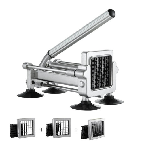 VEVOR French Fry Cutter, Potato Slicer with 1/2" 3/8" 1/4" Stainless Steel Blades, Manual Potato Cutter Chopper with Suction Cups, Great for Potato, French Fries, Cucumber, Vegetables, Carrot New In Box $199