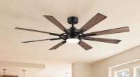 Latitude Run 60'' 8-Blade Modern Farmhouse Large Room LED Windmill Ceiling Fan with Light and Remote New in Box $399