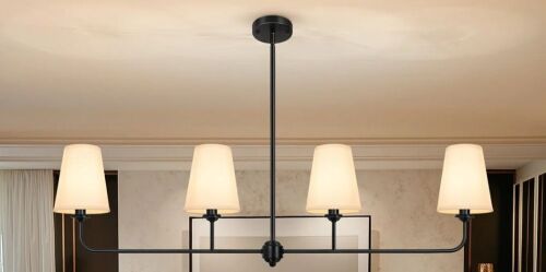 Orren Ellis 4 - Light 44"w Electroplated Brass Iron Modern Kitchen Island Chandelier Pendant Light New in Box $209
