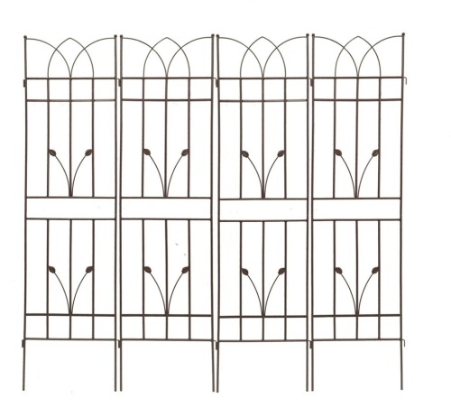 Red Barrel Studio&reg; 4 Pack 71" x 17.7" Rustproof Brown Metal Garden Trellis Outdoor Climbing Flower Plant Support New In Box $299