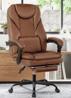 Latitude Run Azteca Ergonomic Executive Chair with Retractable Footrest in Brown New in Box $499