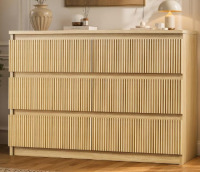 Jocoevol 6 Drawer Fluted Dresser, Modern Chest of Drawers for Bedroom with Hidden Handles, Wood Storage Organizer Cabinet for Living Room & Entryway, Natural Oak (15.7" D x 47.3" W x 31.6" H) $299