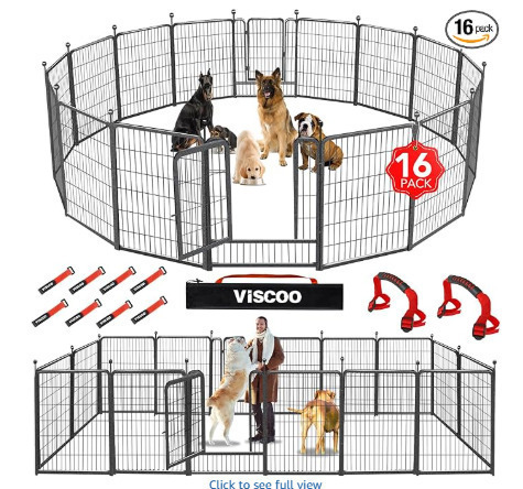 VISCOO Dog Playpen Outdoor, 16 Panels 40" High Metal Dog Fence with Gate new in box $299