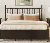 Orange one ELIO Brown Solid Wood Frame King Platform Bed Frame with Spindle Detailing Footboard and Wooden Slat Support $899