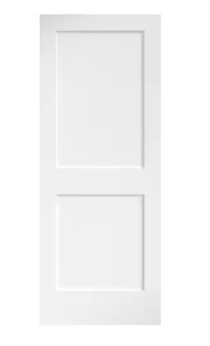 TENONER 32 in. x 80 in. x 1-3/8 in. Shaker White Primed 2-Panel Solid Core Wood Interior Slab Door new in box $499