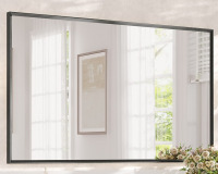 Aok Garden 36 in x 60 in Modern Aluminum Framed Bathroom Mirror in Black with Beveled Edge and Tempered Glass new in box $499