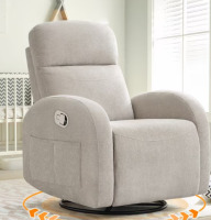 Aemeios Chenille Swivel Rocker Glider Manual Recliner Nursery Rocking Chair with Double Pockets, Camel new in box $599