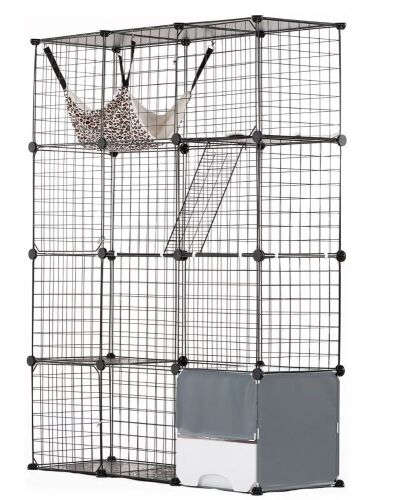 VEVOR Large 4-tier Cat Cage, 41 x 14 x 55", Detachable Metal Wire Cat Enclosure, with Litter Box Hammock Ramp ladders, Indoor & Outdoor Crate Exercise Place Ideal for Kitty, Small Animals, Black New In Box $199