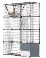 VEVOR Large 4-tier Cat Cage, 41 x 14 x 55", Detachable Metal Wire Cat Enclosure, with Litter Box Hammock Ramp ladders, Indoor & Outdoor Crate Exercise Place Ideal for Kitty, Small Animals, Black New In Box $199