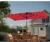 JOYESERY 10 ft. x 6.5 ft. Solar LED Rectangle Market Patio Umbrellas with Solar Lights Tilt Button in Venetian Red New in Box $499