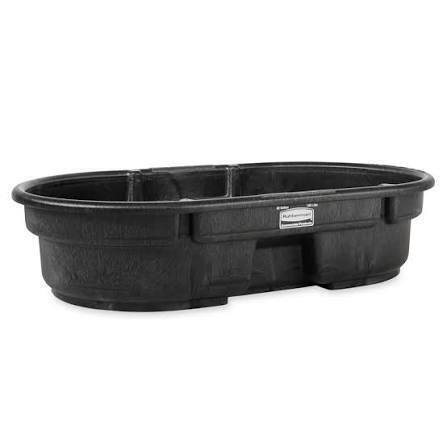 Rubbermaid Commercial Products 50-Gallon Oval Black Polyresin Stock Tank - 4 Ft x 2.7 Ft x 1 Ft. New $299