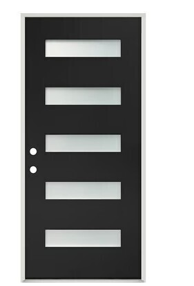 Greatview Doors 36-in x 80-in x 6-9/16-in Fiberglass Right-hand inswing Black Painted Prehung Commercial/Residential Insulating core Front Door $1499